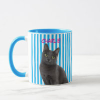 Dono de Gato Cachorro Foto Personalizada Pet Azul