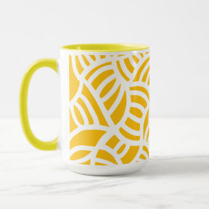 Caneca Doodle amarelo e branco