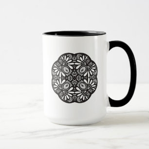 Caneca Doodle bonito do quadrado preto de Deco