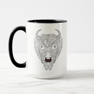 Caneca Doodle da cabeça do bisonte