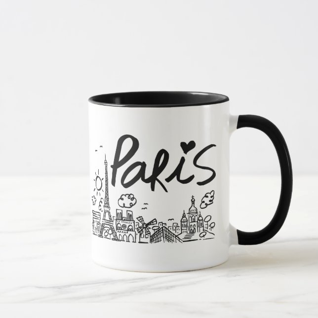 Caneca Doodle da cidade de Paris (Direita)