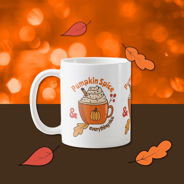 Caneca Doodle de Café com Tempero de Abóbora Fofa (Pumpkin spice doodle coffee mug .)