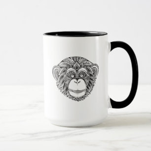 Caneca Doodle de Illustartion do macaco
