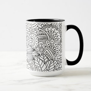 Caneca Doodle do design da flor