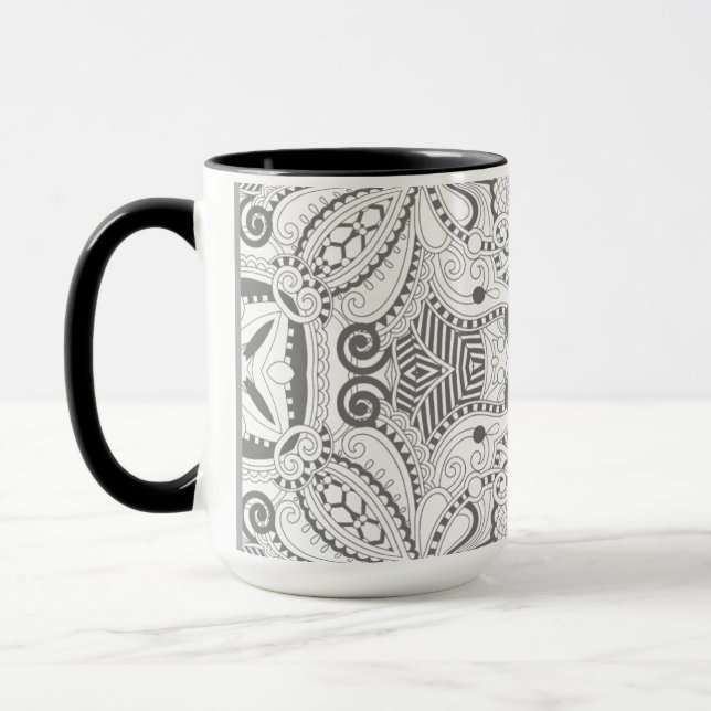Caneca Doodle do quadrado da flor (Esquerda)