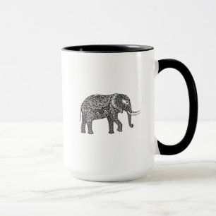 Caneca Doodle estilizado do elefante da fantasia