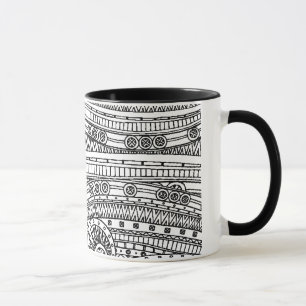 Caneca Doodle étnico do teste padrão