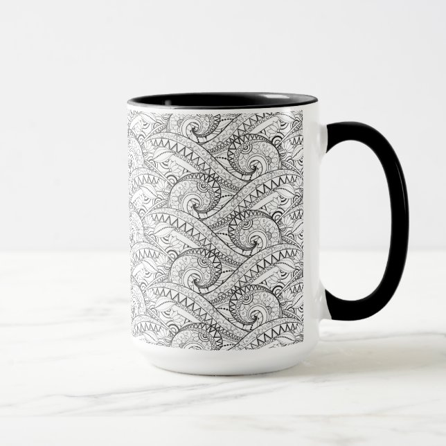 Caneca Doodle floral detalhado do teste padrão (Direita)