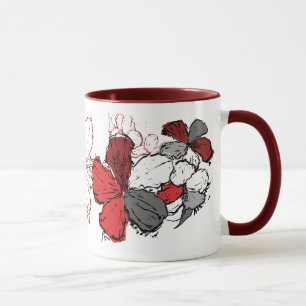 Caneca "Doodle Hibiscus" Mug em vermelho