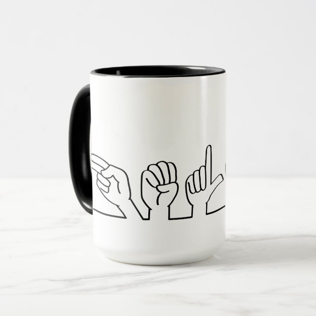Caneca Doof, gebarentaal hallo. Begroeten of begroeting (Frente Esquerda)