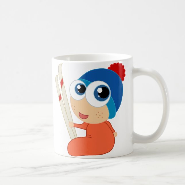 Caneca dos desenhos animados do bebê do esqui (Direita)