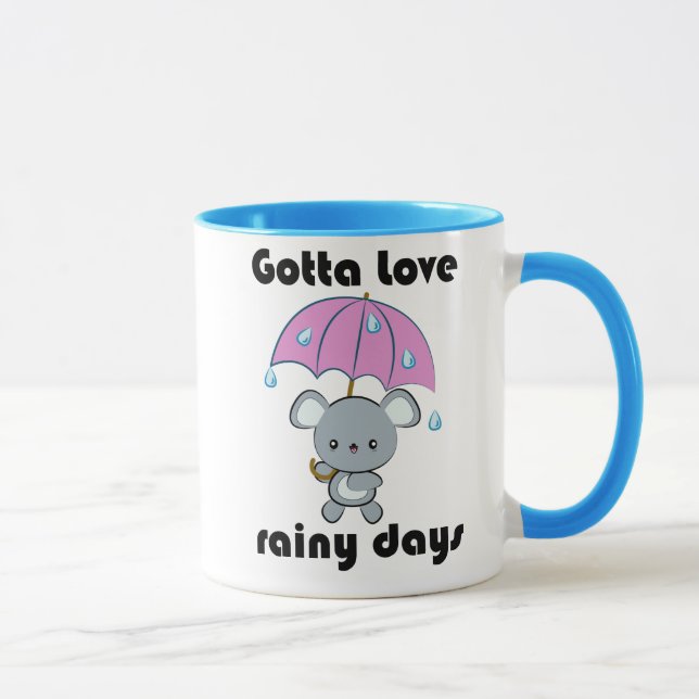 Caneca dos dias chuvosos do rato e do guarda-chuva (Direita)