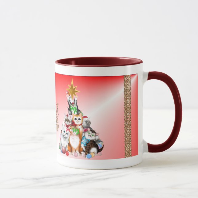Caneca dos gatinhos da árvore de Natal (Direita)