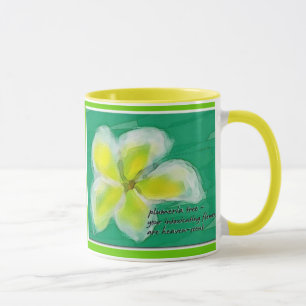 Caneca dos haicais da árvore do Plumeria