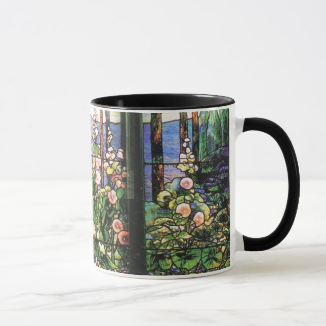 Caneca dos Hollyhocks do vitral de Tiffany (Direita)