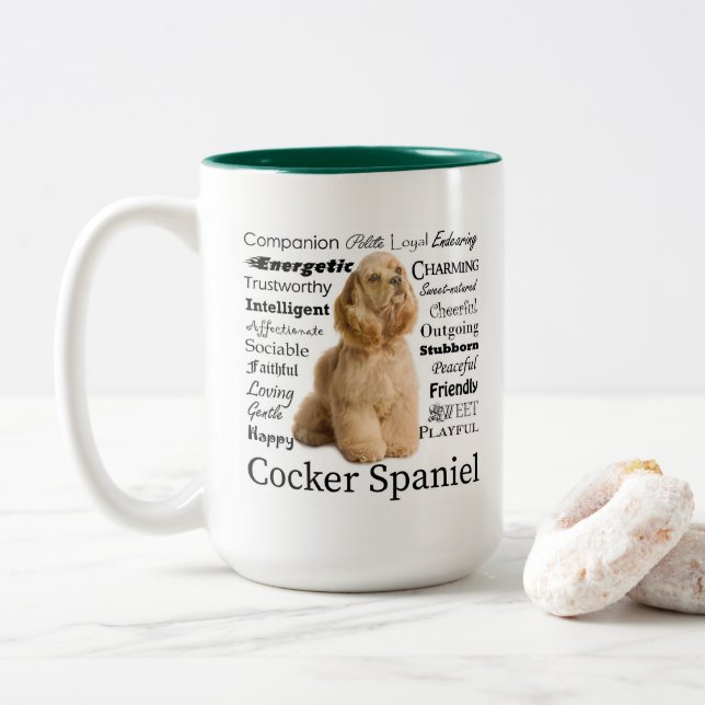 Caneca dos traços de cocker spaniel (Com Donut)