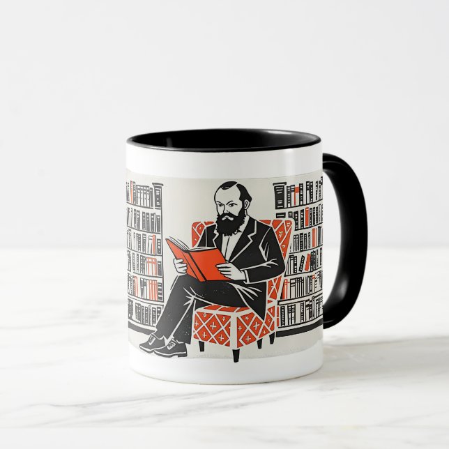 Caneca Dostoevsky caminhando em Santo Petersburg Design (Frente Esquerda)