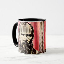 Caneca Dostoievski no estilo de ilusão óptica BAUHAUS
