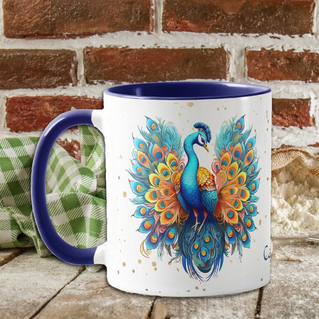 Caneca Dourada Confetti Fantasy Peacock (Criador carregado)
