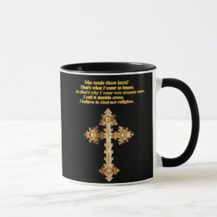 Caneca Dourada cruz cristã divertida com palavras engraça