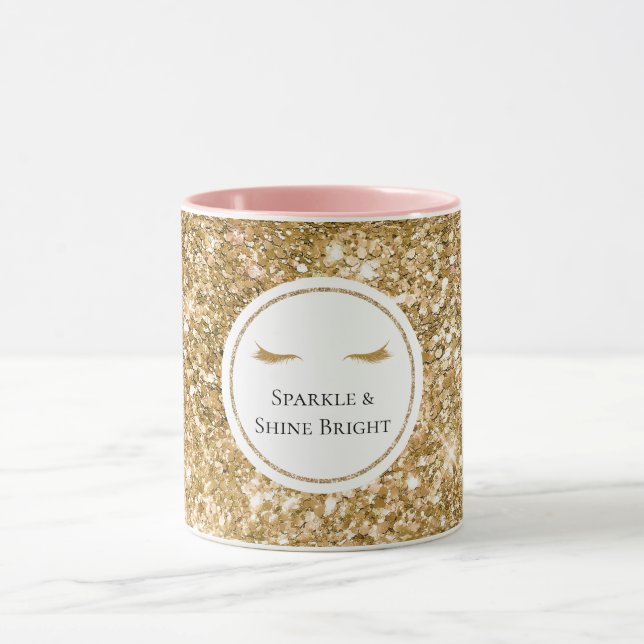 Caneca Dourada Eyelashes brilho feminino (Centro)