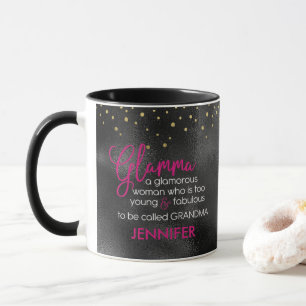 Caneca Dourada Glamma Preta e Rosa Personalizada Avó