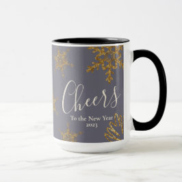 Caneca Dourada neve derrete torcida ao Ano Novo