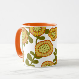 Caneca Dourada Olive Orange Floral Design © Cathy Thompso