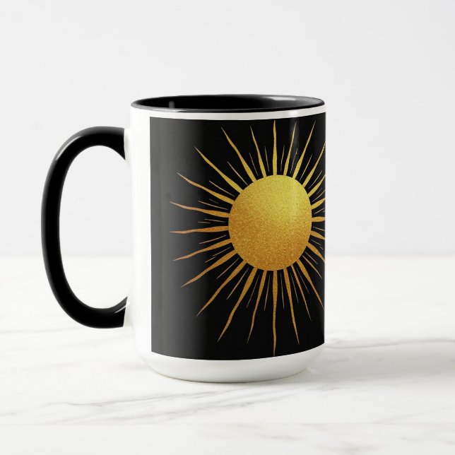 Caneca Dourada textura de brilho Sun a preto (Esquerda)