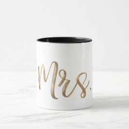 Caneca Dourado & Branco Sra. Tipografia Moderna Minimalis