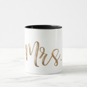 Caneca Dourado & Branco Sra. Tipografia Moderno Tipo Míni