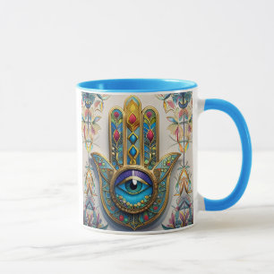 Caneca Dourado Colorido Filigree Blue-Green Third Eye Ham