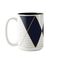 Caneca Dourado do Dois-Tom do monograma da listra