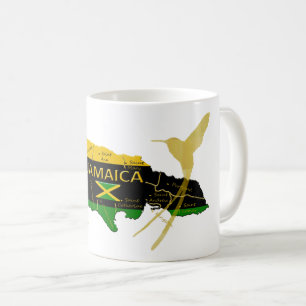 Caneca Dourado do pássaro do zumbido das cores das