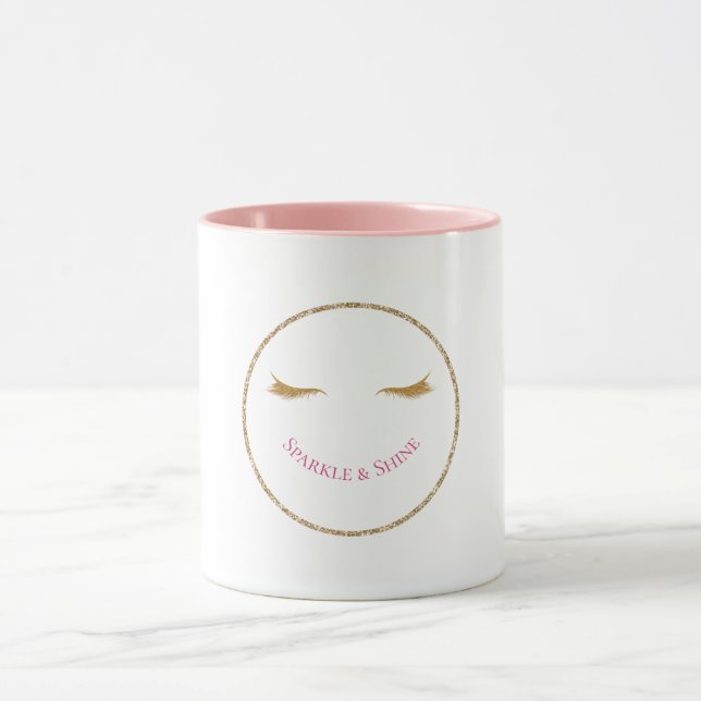 Caneca Dourado Eyelashes brilho feminino sorriso brilhant (Centro)
