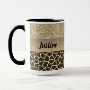 Caneca Dourado Glam Giraffe Impressão