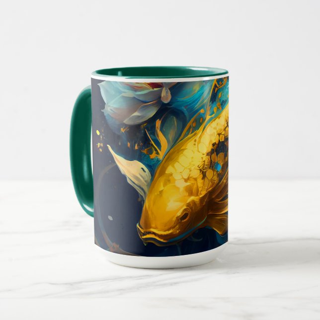 Caneca Dourado Koi: (Frente Esquerda)