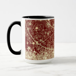 Caneca Dourado Lotus Mandala com Douradas estrelas em ver