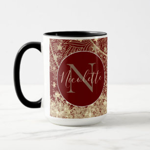 Caneca Dourado Lotus Mandala com Dourado Stars Monograma