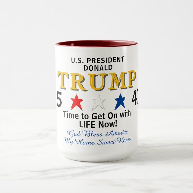 Caneca Dourado Presidente Trump 45 47 Azul Branco Vermelh (Centro)
