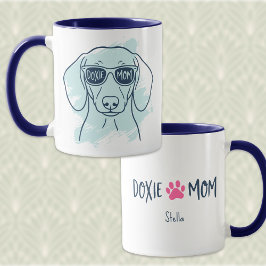 Caneca Doxie Mom Mug – Personalized Ice Blue Dachshund