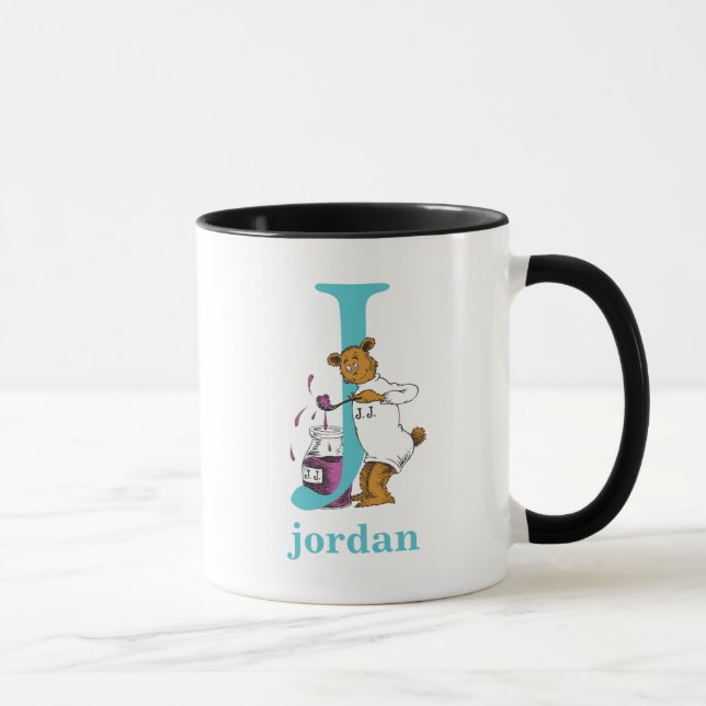 Caneca Dr. Seuss ABC: Carta J - Teal | Adicione seu nome (Direita)