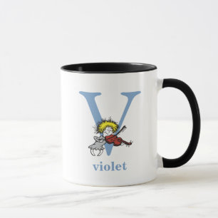 Caneca Dr. Seuss ABC: Carta V - Azul Adicione seu nome