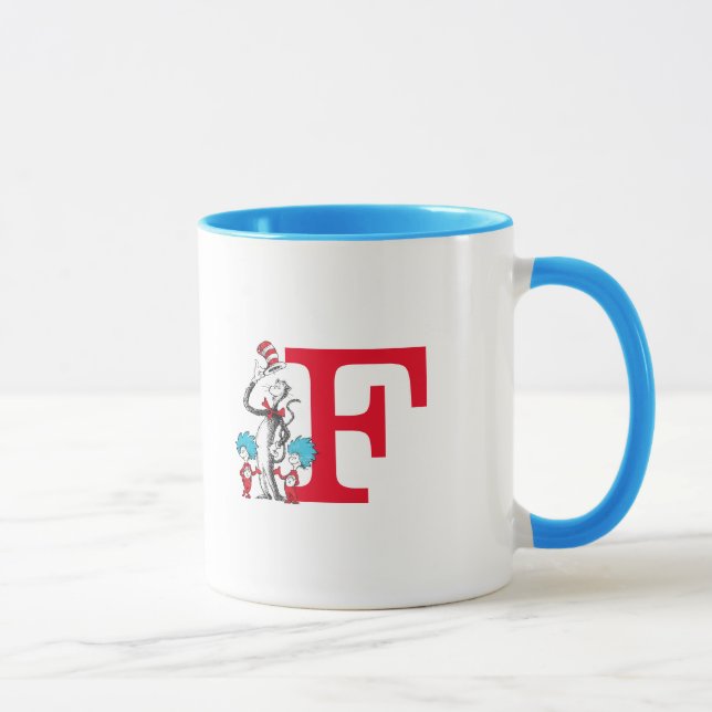 Caneca Dr. Seuss Cat no Chapéu, Coisa Um Monograma F (Direita)