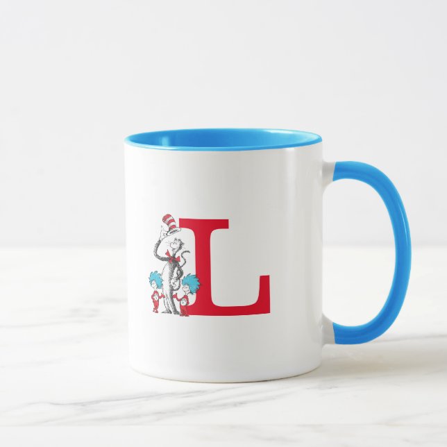 Caneca Dr. Seuss Cat no Chapéu, Coisa Um Monograma L (Direita)