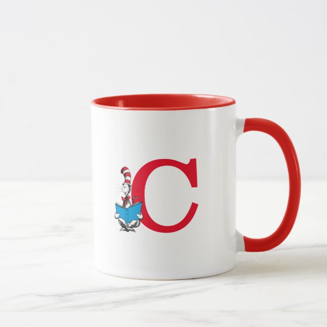 Caneca Dr. Seuss Cat no Chapéu - Leitura do Monograma C (Direita)