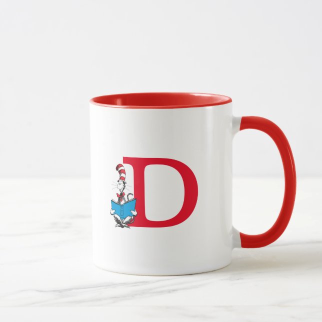 Caneca Dr. Seuss Cat no Chapéu - Leitura do Monograma D (Direita)