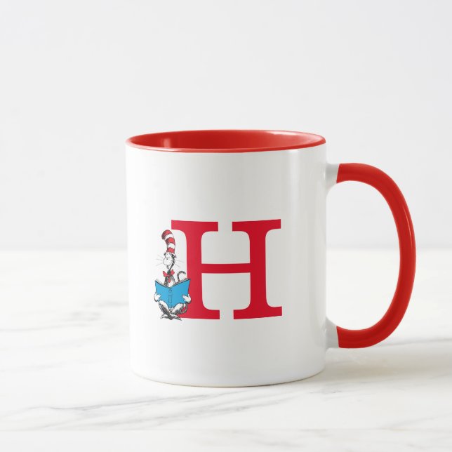 Caneca Dr. Seuss Cat no Chapéu - Leitura do Monograma H (Direita)