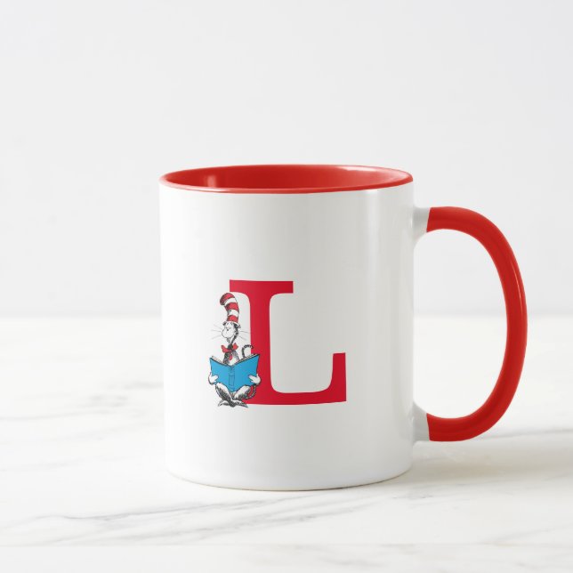 Caneca Dr. Seuss Cat no Chapéu - Leitura do Monograma L (Direita)