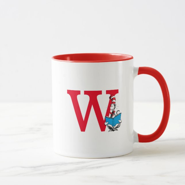 Caneca Dr. Seuss Cat no Chapéu - Leitura do Monograma W (Direita)